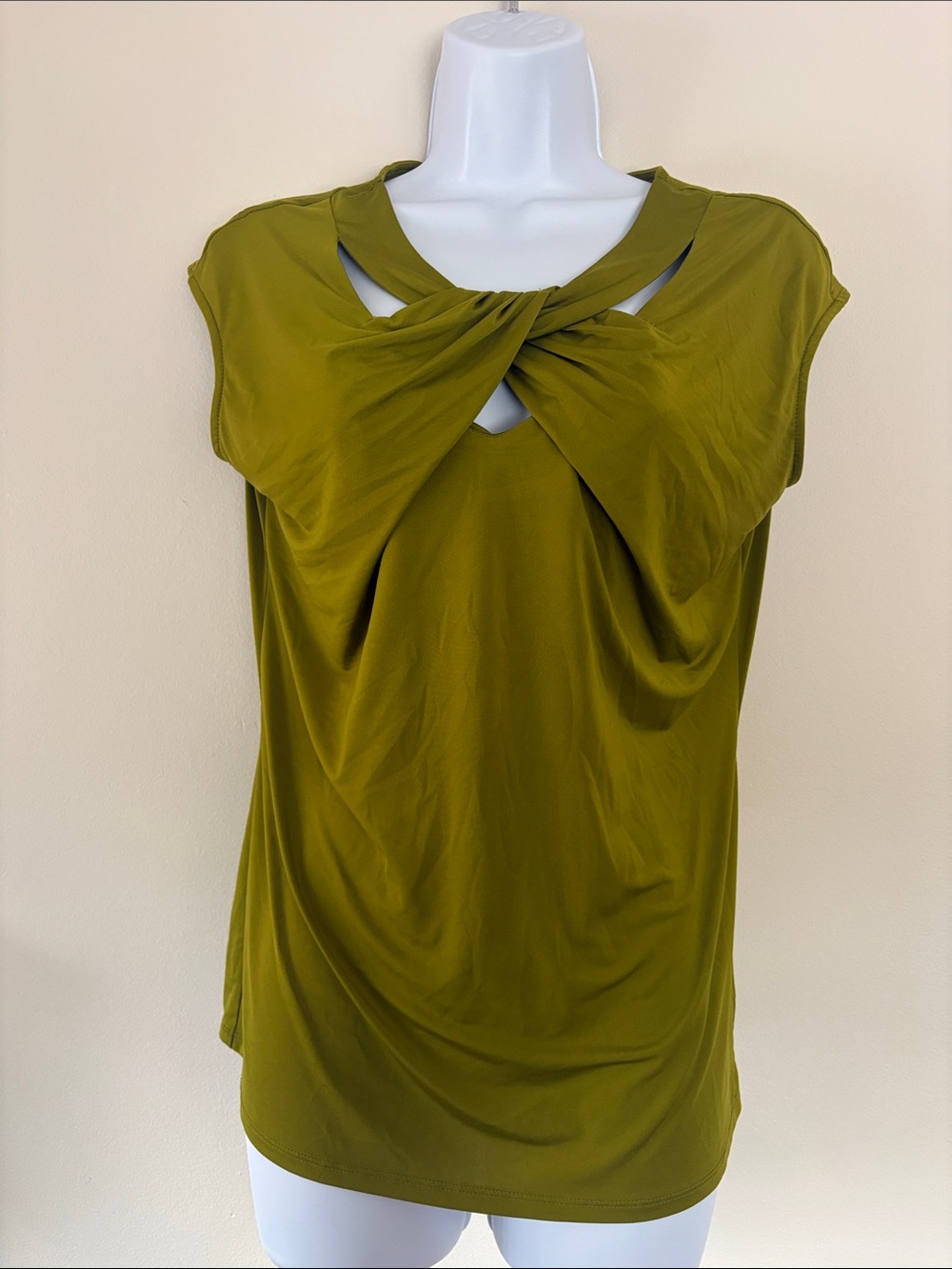 Worthington Olive Green Twist-Front Cap Sleeve Camisole